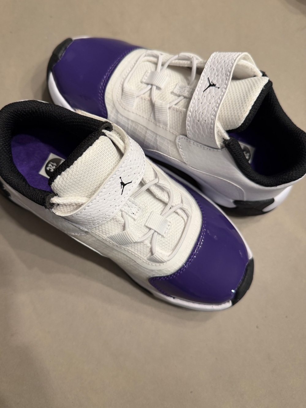 Jordan Kids White and Purple Low Top Sneakers